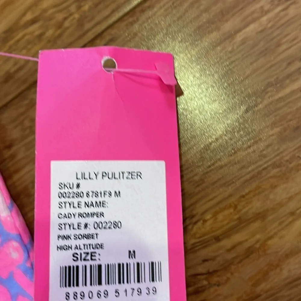 Lilly Pulitzer girls Cady Romper in Pink Sorbet High Altitude x-Large NWT